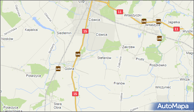 mapa Stefanów gmina Jarocin, Stefanów gmina Jarocin na mapie Targeo