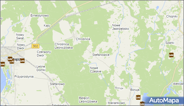 mapa Stefanowice gmina Zbąszyń, Stefanowice gmina Zbąszyń na mapie Targeo