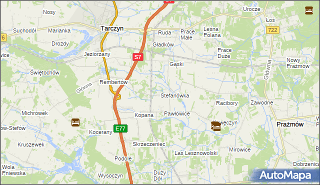 mapa Stefanówka gmina Tarczyn, Stefanówka gmina Tarczyn na mapie Targeo