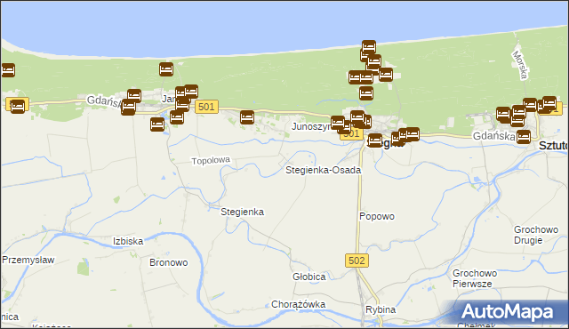 mapa Stegienka-Osada, Stegienka-Osada na mapie Targeo