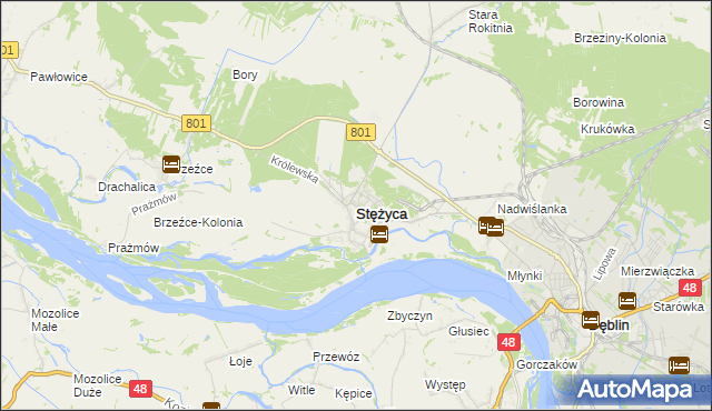 mapa Stężyca powiat rycki, Stężyca powiat rycki na mapie Targeo