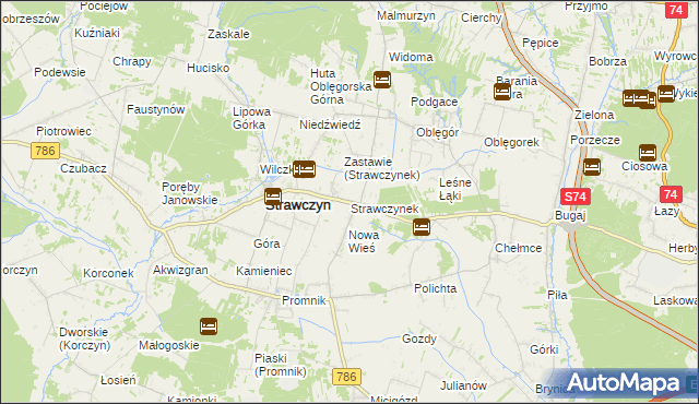 mapa Strawczynek, Strawczynek na mapie Targeo