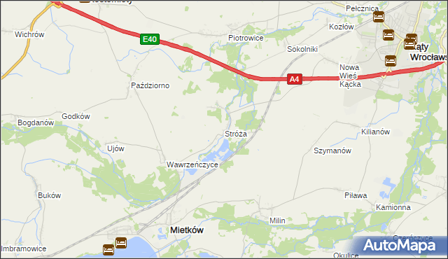 mapa Stróża gmina Mietków, Stróża gmina Mietków na mapie Targeo