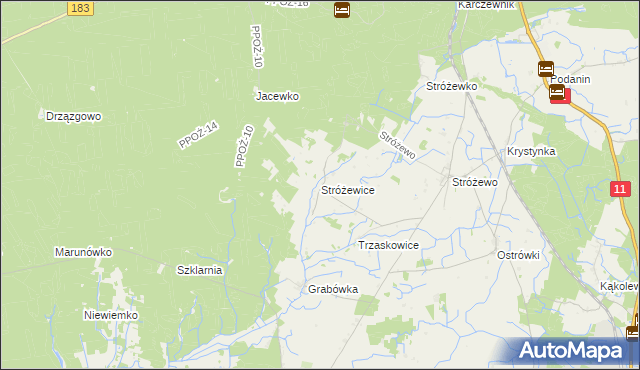 mapa Stróżewice, Stróżewice na mapie Targeo