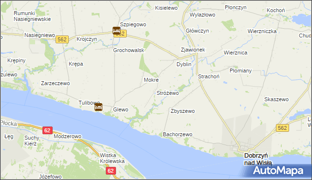 mapa Stróżewo gmina Dobrzyń nad Wisłą, Stróżewo gmina Dobrzyń nad Wisłą na mapie Targeo