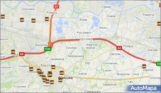 mapa Strumiany gmina Wieliczka, Strumiany gmina Wieliczka na mapie Targeo