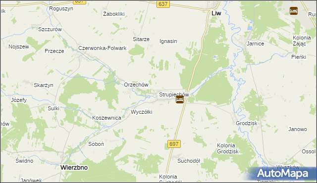 mapa Strupiechów, Strupiechów na mapie Targeo