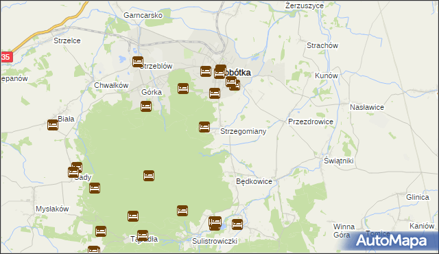 mapa Strzegomiany, Strzegomiany na mapie Targeo