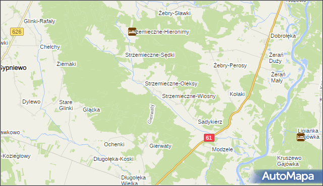mapa Strzemieczne-Wiosny, Strzemieczne-Wiosny na mapie Targeo