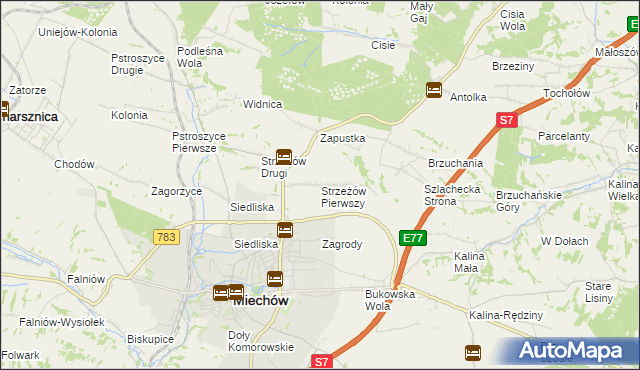 mapa Strzeżów Pierwszy, Strzeżów Pierwszy na mapie Targeo