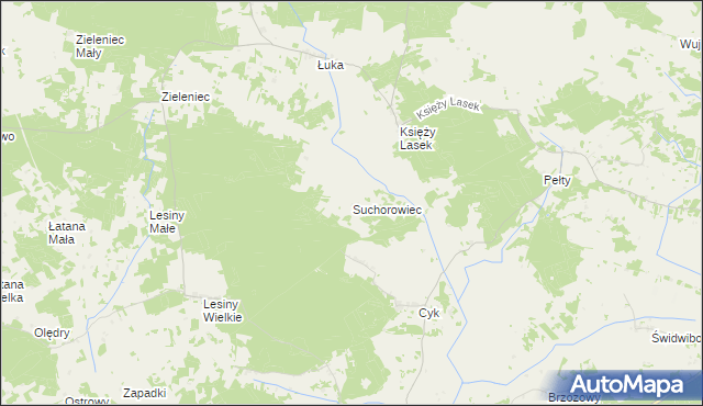 mapa Suchorowiec, Suchorowiec na mapie Targeo