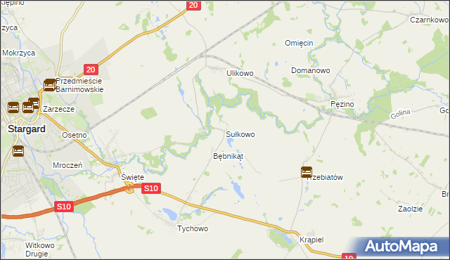 mapa Sułkowo gmina Stargard, Sułkowo gmina Stargard na mapie Targeo