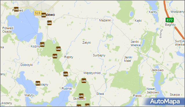 mapa Surbajny, Surbajny na mapie Targeo