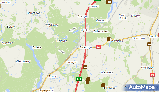 mapa Swarożyn, Swarożyn na mapie Targeo