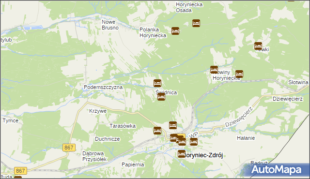 mapa Świdnica gmina Horyniec-Zdrój, Świdnica gmina Horyniec-Zdrój na mapie Targeo
