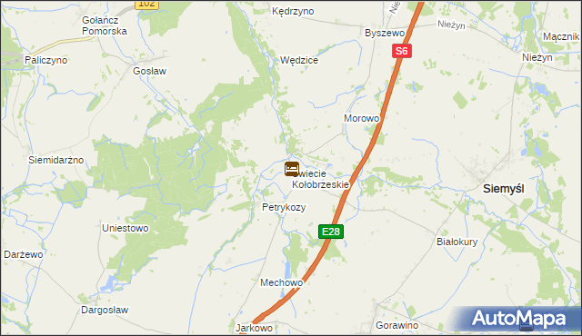 mapa Świecie Kołobrzeskie, Świecie Kołobrzeskie na mapie Targeo