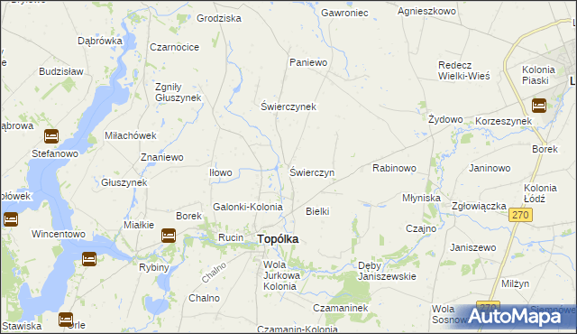 mapa Świerczyn gmina Topólka, Świerczyn gmina Topólka na mapie Targeo