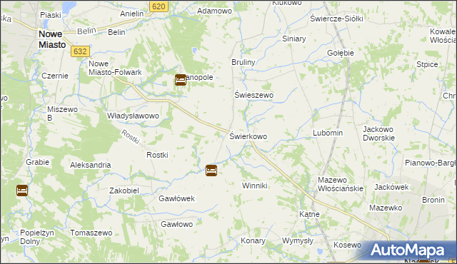 mapa Świerkowo gmina Świercze, Świerkowo gmina Świercze na mapie Targeo