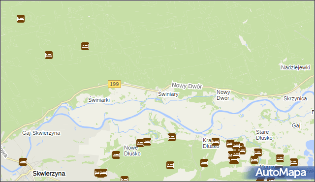 mapa Świniary gmina Skwierzyna, Świniary gmina Skwierzyna na mapie Targeo