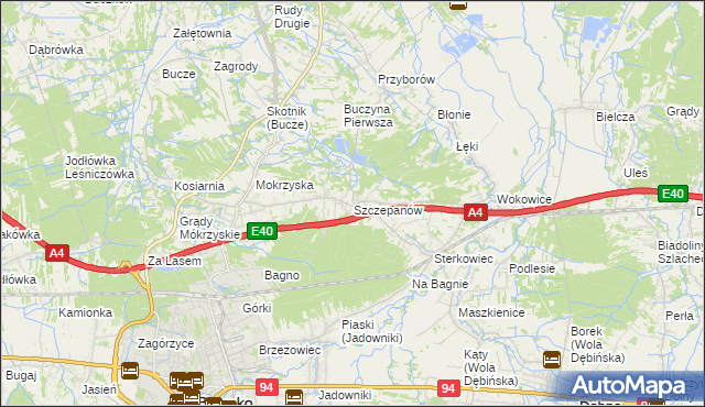 mapa Szczepanów gmina Brzesko, Szczepanów gmina Brzesko na mapie Targeo