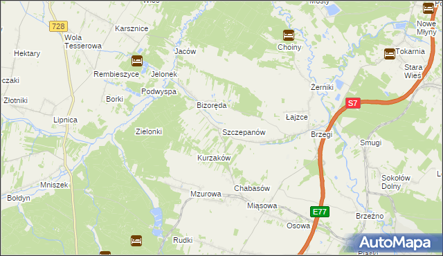 mapa Szczepanów gmina Sobków, Szczepanów gmina Sobków na mapie Targeo