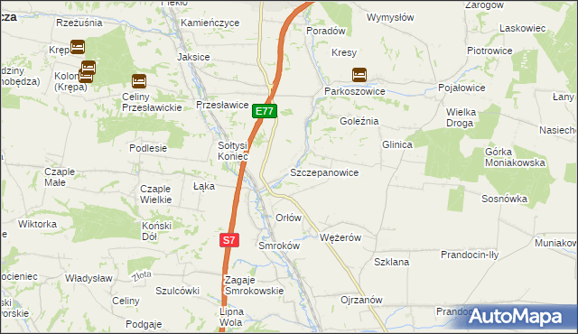 mapa Szczepanowice gmina Miechów, Szczepanowice gmina Miechów na mapie Targeo