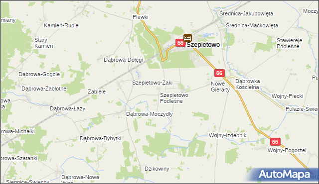 mapa Szepietowo Podleśne, Szepietowo Podleśne na mapie Targeo