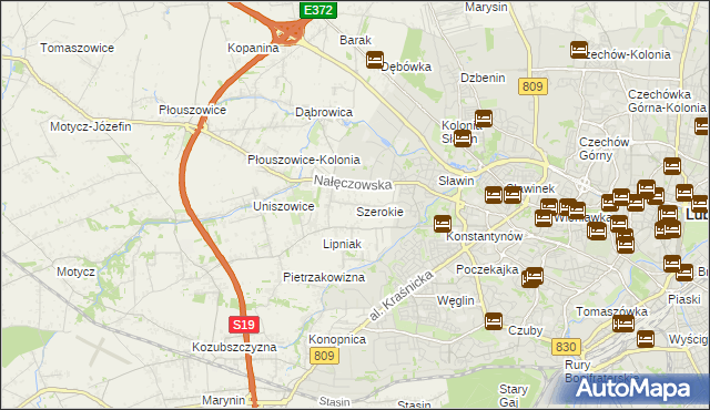 mapa Szerokie gmina Konopnica, Szerokie gmina Konopnica na mapie Targeo