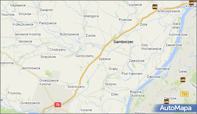 mapa Szewce gmina Samborzec, Szewce gmina Samborzec na mapie Targeo