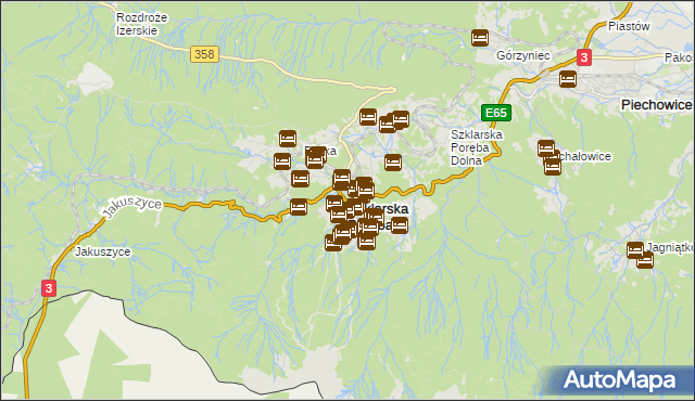 mapa Szklarska Poręba, Szklarska Poręba na mapie Targeo