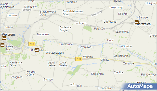 mapa Szreniawa gmina Gołcza, Szreniawa gmina Gołcza na mapie Targeo