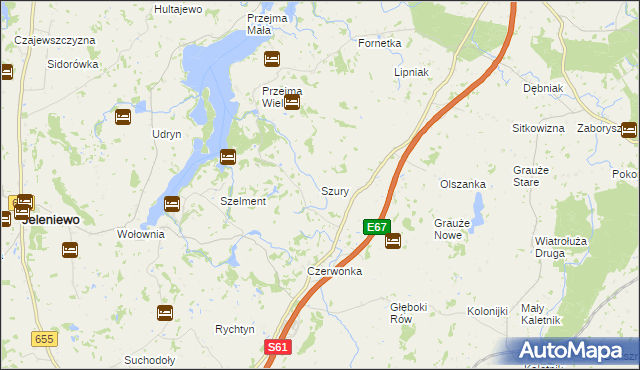 mapa Szury gmina Szypliszki, Szury gmina Szypliszki na mapie Targeo