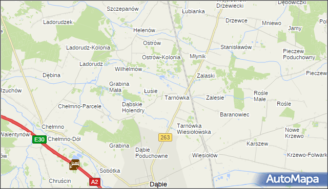 mapa Tarnówka gmina Dąbie, Tarnówka gmina Dąbie na mapie Targeo