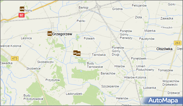 mapa Tarnówka gmina Grzegorzew, Tarnówka gmina Grzegorzew na mapie Targeo