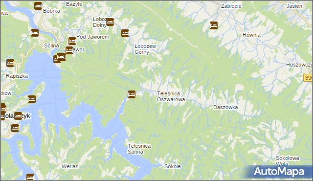 mapa Teleśnica Oszwarowa, Teleśnica Oszwarowa na mapie Targeo