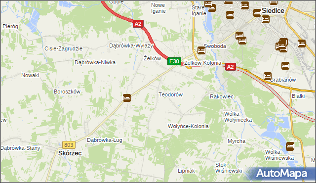 mapa Teodorów gmina Skórzec, Teodorów gmina Skórzec na mapie Targeo