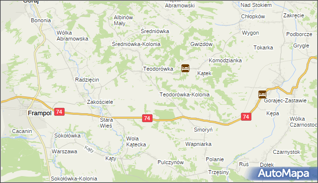 mapa Teodorówka-Kolonia, Teodorówka-Kolonia na mapie Targeo