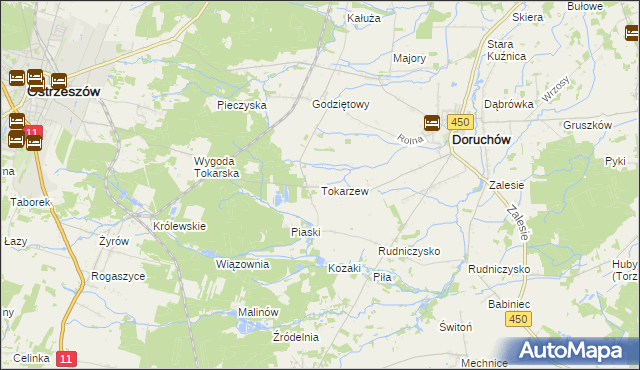 mapa Tokarzew gmina Doruchów, Tokarzew gmina Doruchów na mapie Targeo