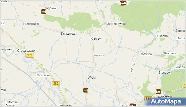 mapa Tuszyn gmina Dzierżoniów, Tuszyn gmina Dzierżoniów na mapie Targeo