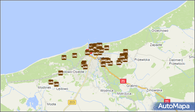 mapa Ustka, Ustka na mapie Targeo