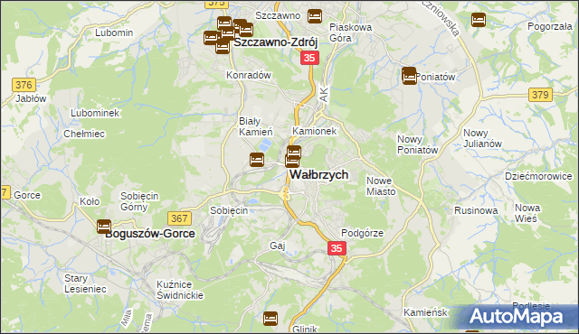 mapa Wałbrzycha, Wałbrzych na mapie Targeo