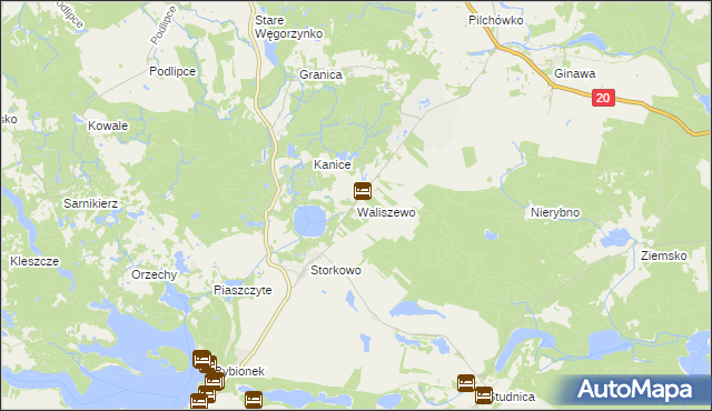 mapa Waliszewo gmina Ińsko, Waliszewo gmina Ińsko na mapie Targeo