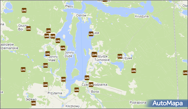 mapa Wdzydze Tucholskie, Wdzydze Tucholskie na mapie Targeo