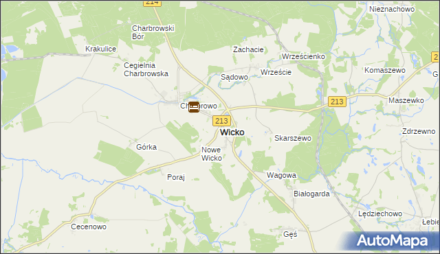 mapa Wicko powiat lęborski, Wicko powiat lęborski na mapie Targeo