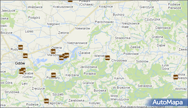 mapa Wieniec gmina Gdów, Wieniec gmina Gdów na mapie Targeo