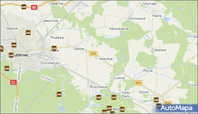 mapa Wierzbie gmina Koszęcin, Wierzbie gmina Koszęcin na mapie Targeo