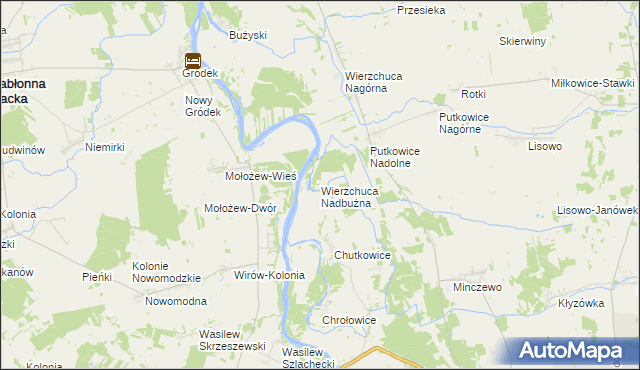 mapa Wierzchuca Nadbużna, Wierzchuca Nadbużna na mapie Targeo