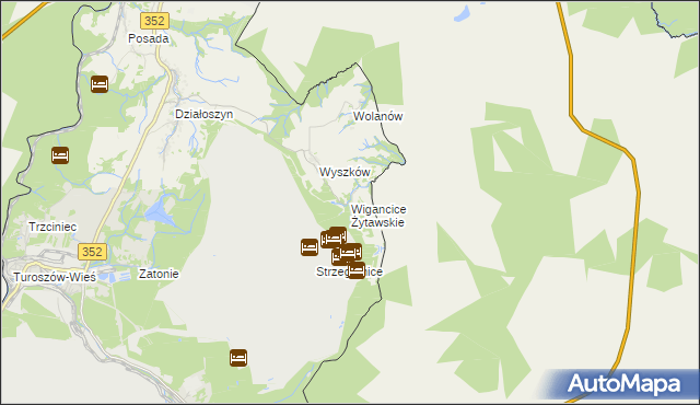 mapa Wigancice Żytawskie, Wigancice Żytawskie na mapie Targeo