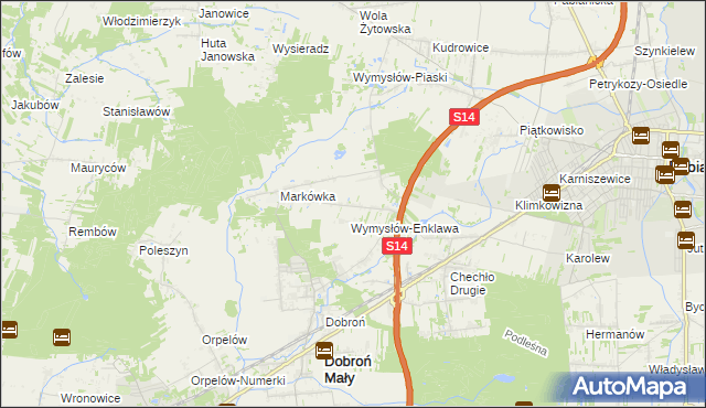 mapa Wincentów gmina Dobroń, Wincentów gmina Dobroń na mapie Targeo