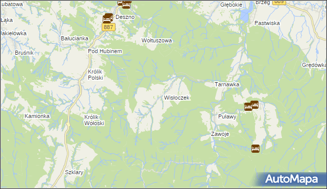mapa Wisłoczek, Wisłoczek na mapie Targeo